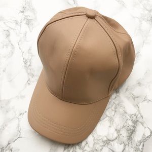 Faux Leather Beige Cap